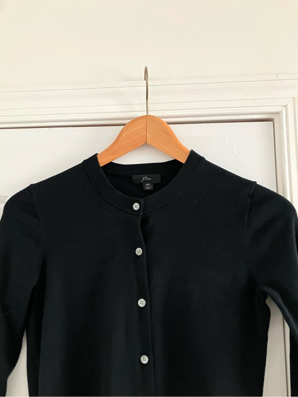 J. Crew Black Button Up Preppy Minimalist Ribbed Cotton cardigan-Size XS - Picture 4 of 10